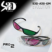 occhiali anaglifici 3d plastica S3D-A50-GM PRO anaglifi verde magenta cinema scenes stampa personalizzabile